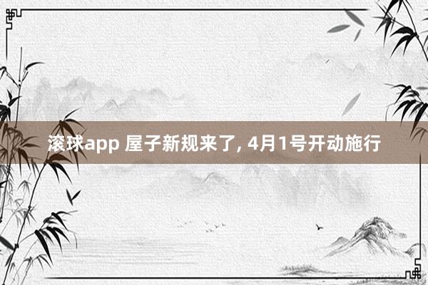 滚球app 屋子新规来了, 4月1号开动施行
