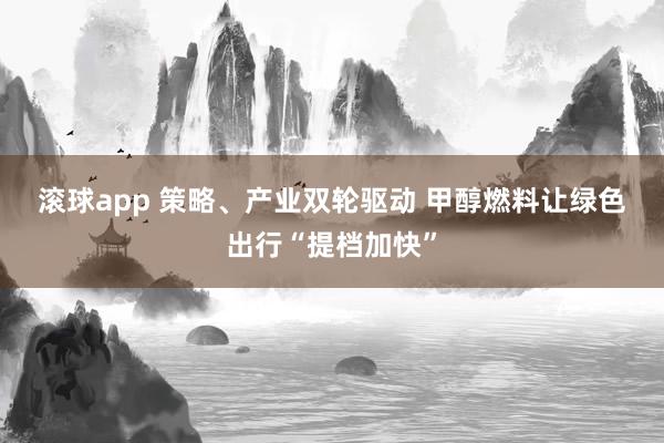滚球app 策略、产业双轮驱动 甲醇燃料让绿色出行“提档加快”