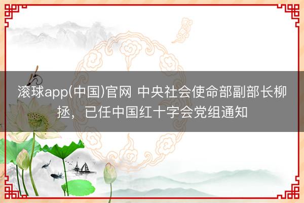 滚球app(中国)官网 中央社会使命部副部长柳拯，已任中国红十字会党组通知