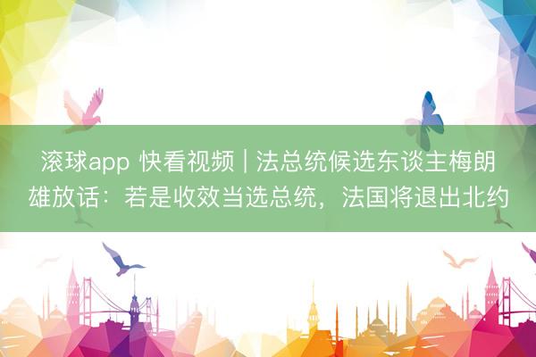 滚球app 快看视频 | 法总统候选东谈主梅朗雄放话：若是收效当选总统，<a href=