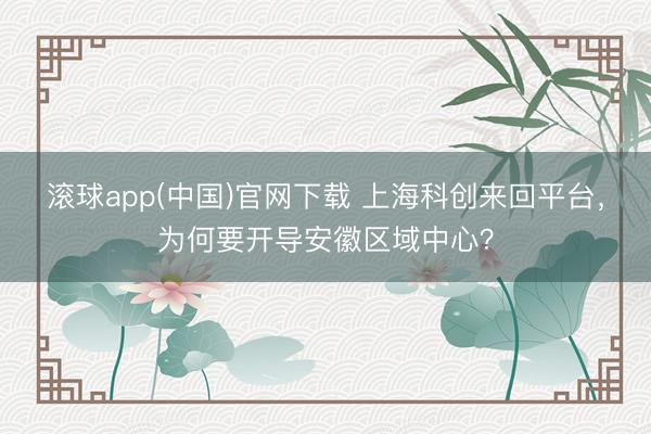 滚球app(中国)官网下载 上海科创来回平台，为何要开导安徽区域中心？