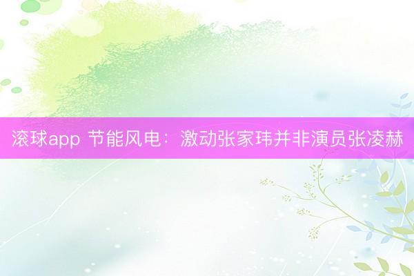 滚球app 节能风电：激动张家玮并非演员张凌赫