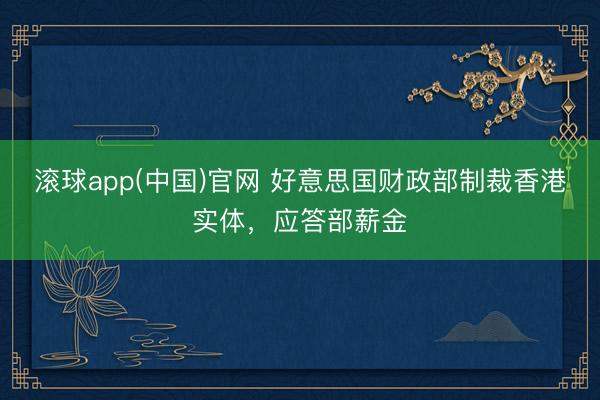 滚球app(中国)官网 好意思国财政部制裁香港实体，应答部薪金