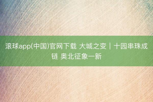 滚球app(中国)官网下载 大城之变｜十园串珠成链 奥北征象一新
