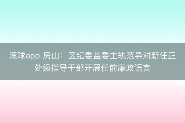 滚球app 房山：区纪委监委主轨范导对新任正处级指导干部开展任前廉政语言