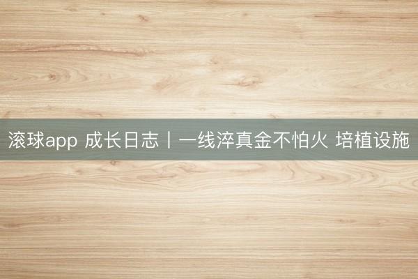 滚球app 成长日志丨一线淬真金不怕火 培植设施
