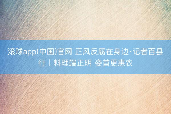 滚球app(中国)官网 正风反腐在身边·记者百县行丨料理端正明 姿首更惠农