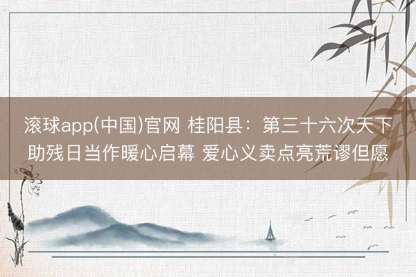 滚球app(中国)官网 桂阳县：第三十六次天下助残日当作暖心启幕 爱心义卖点亮荒谬但愿