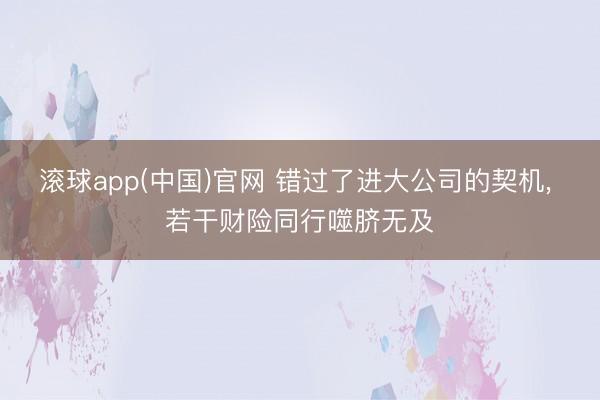 滚球app(中国)官网 错过了进大公司的契机， 若干财险同行噬脐无及