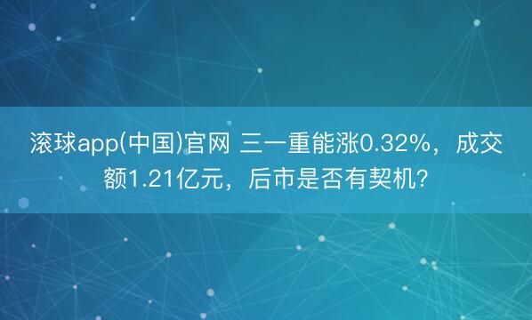 滚球app(中国)官网 三一重能涨0.32%，成交额1.21亿元，后市是否有契机？