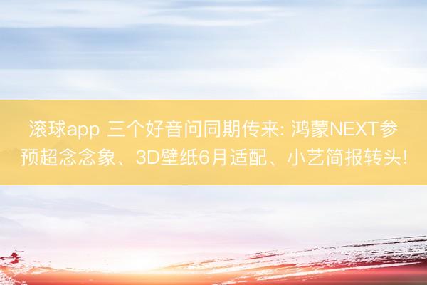 滚球app 三个好音问同期传来: 鸿蒙NEXT参预超念念象、3D壁纸6月适配、小艺简报转头!