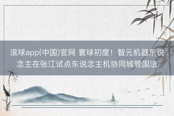 滚球app(中国)官网 寰球初度！智元机器东说念主在张江试点东说念主机协同城管国法
