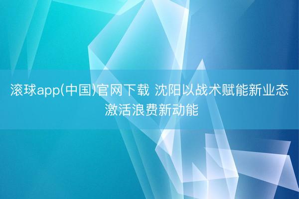 滚球app(中国)官网下载 沈阳以战术赋能新业态 激活浪费新动能