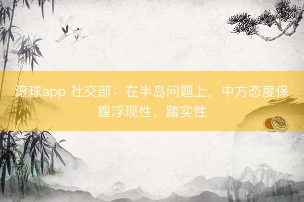 滚球app 社交部：在半岛问题上，中方态度保握浮现性、踏实性