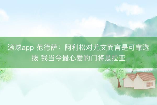 滚球app 范德萨：阿利松对尤文而言是可靠选拔 我当今最心爱的门将是拉亚