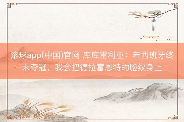 滚球app(中国)官网 库库雷利亚：若西班牙终末夺冠，我会把德拉富恩特的脸纹身上