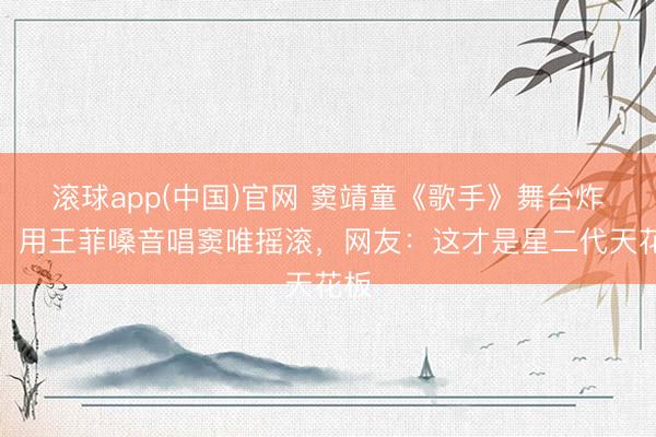 滚球app(中国)官网 窦靖童《歌手》舞台炸了！用王菲嗓音唱窦唯摇滚，网友：这才是星二代天花板