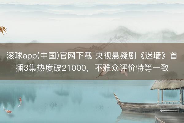 滚球app(中国)官网下载 央视悬疑剧《迷墙》首播3集热度破21000，不雅众评价特等一致