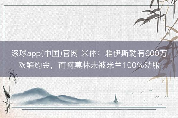 滚球app(中国)官网 米体：雅伊斯勒有600万欧解约金，而阿莫林未被米兰100%劝服