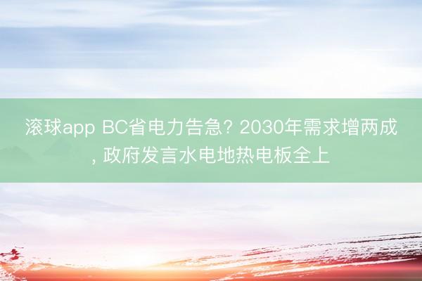 滚球app BC省电力告急? 2030年需求增两成, 政府发言水电地热电板全上